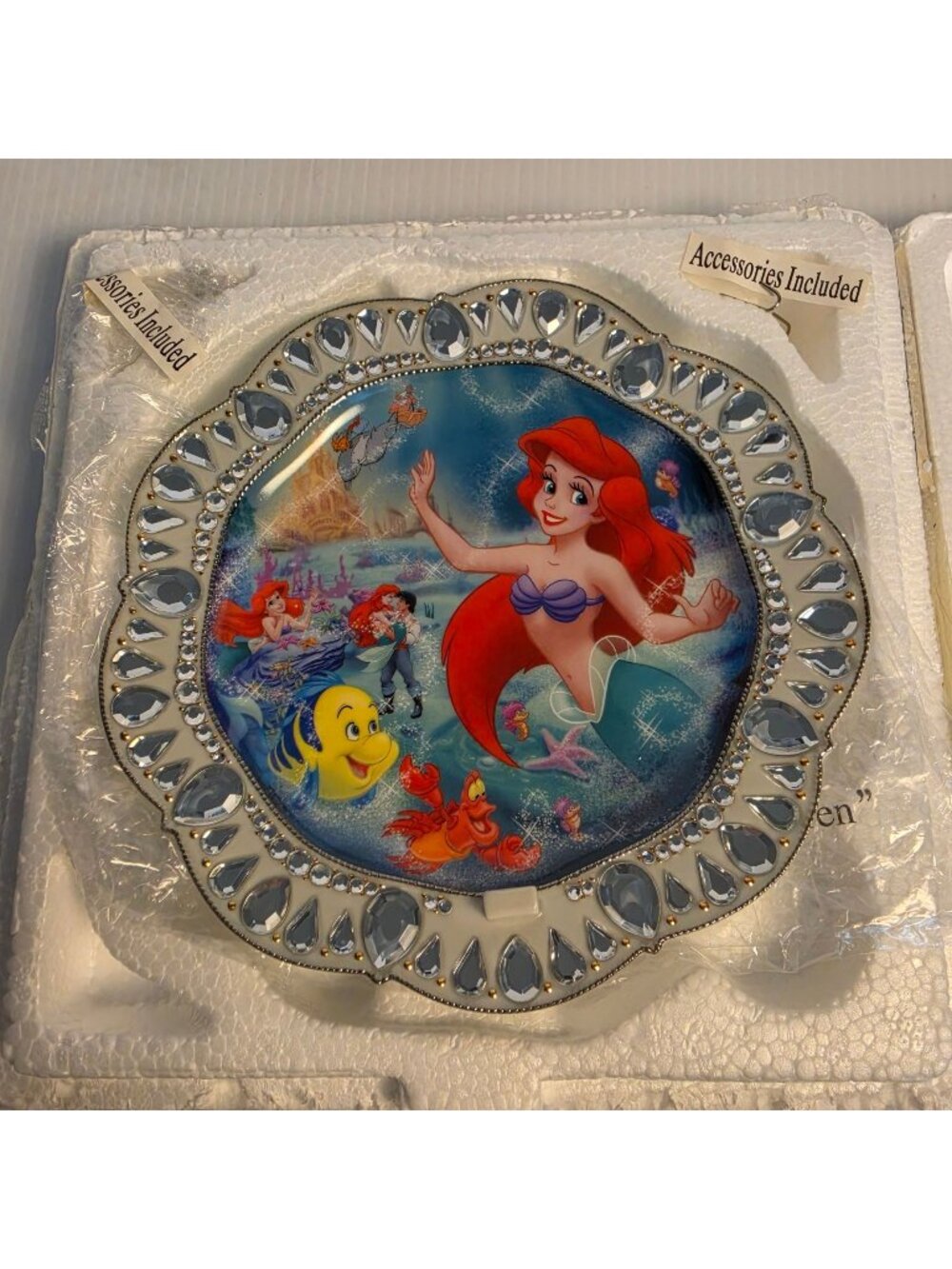 THE BRADFORD EXCHANGE JEWELS OF DISNEY "ARIEL" PLATE #A0637 COA 2007